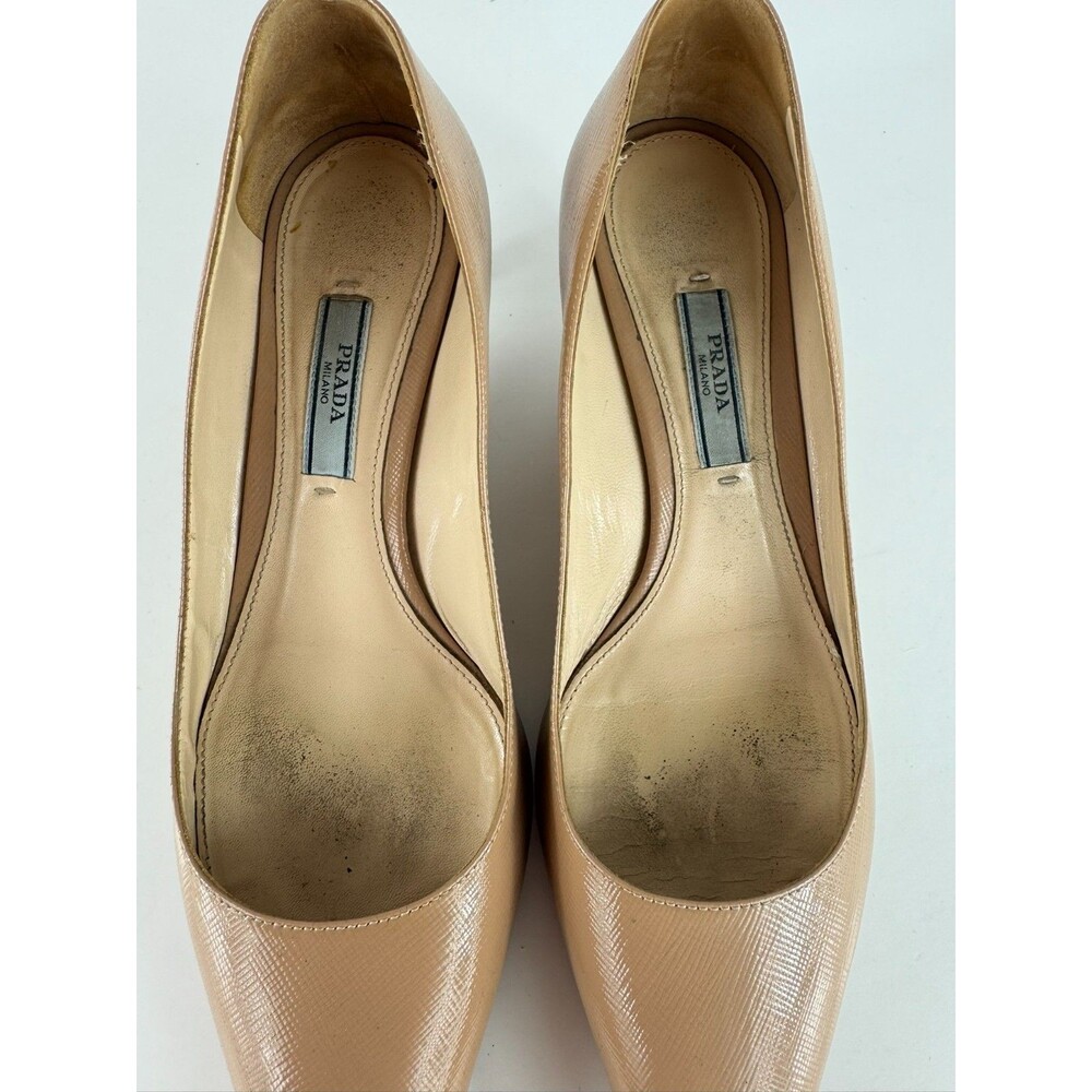 Prada Tan Nude Classic Pointy Toe Stiletto Kitten Heels Size EU 36.5 US 6.5 - Picture 6 of 9